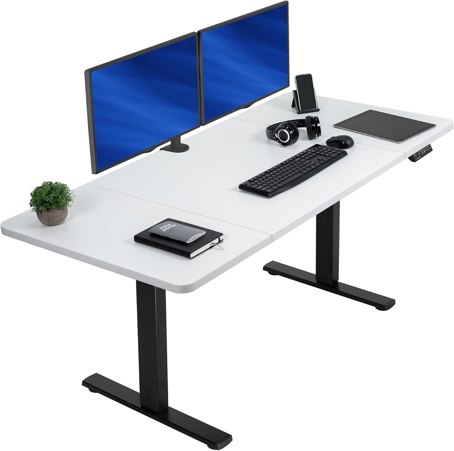 VIVO Electric 60 x 24 in Standing Desk, Memory Height Adjustment, 1B Series, Holds 220 lbs, One-Piece Black Top, Black Frame, DESK-KIT-1B6B