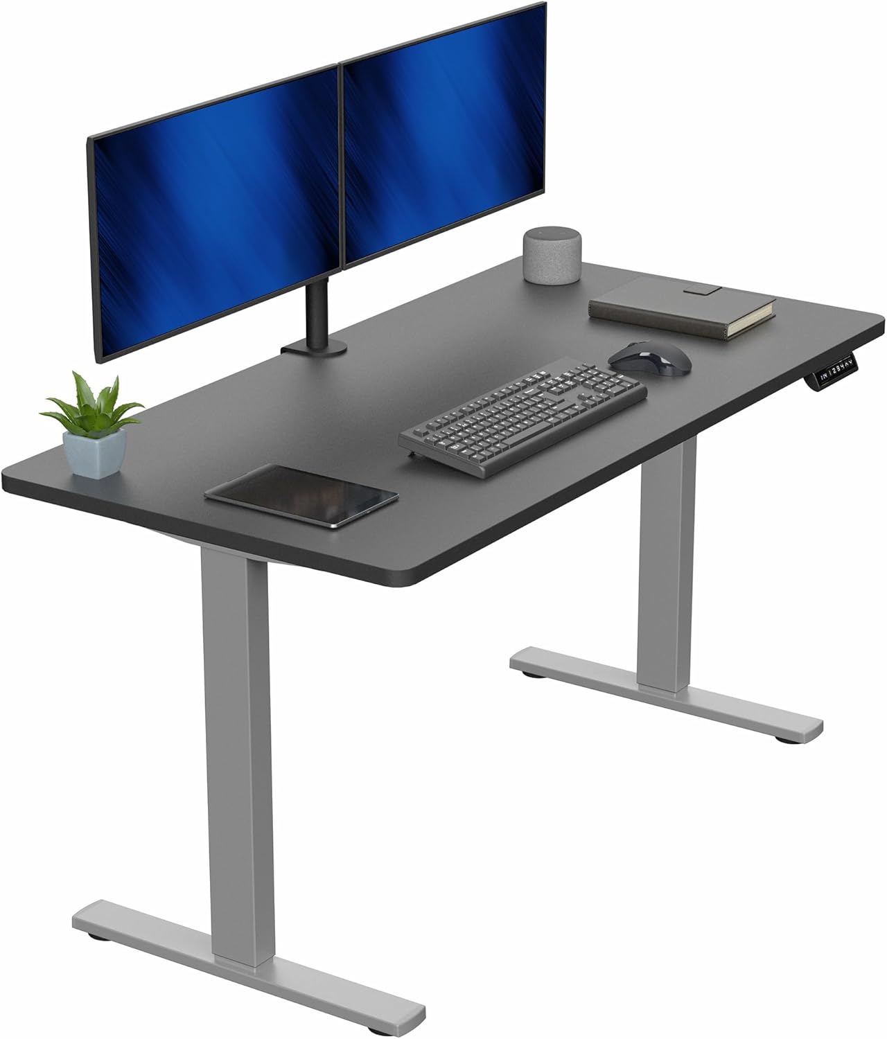 VIVO Electric 60 x 24 in Standing Desk, Memory Height Adjustment, 1B Series, Holds 220 lbs, One-Piece Black Top, Black Frame, DESK-KIT-1B6B