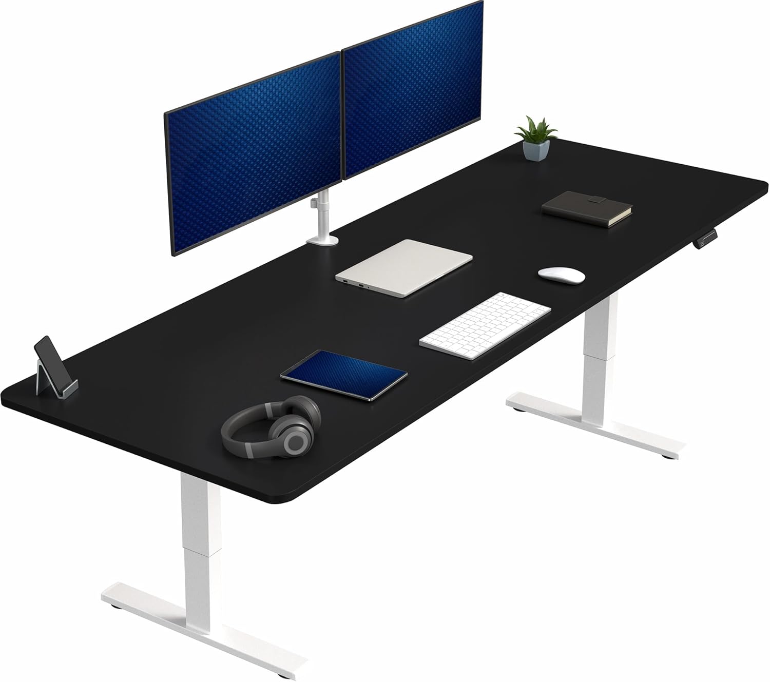 VIVO Electric 60 x 24 in Standing Desk, Memory Height Adjustment, 1B Series, Holds 220 lbs, One-Piece Black Top, Black Frame, DESK-KIT-1B6B