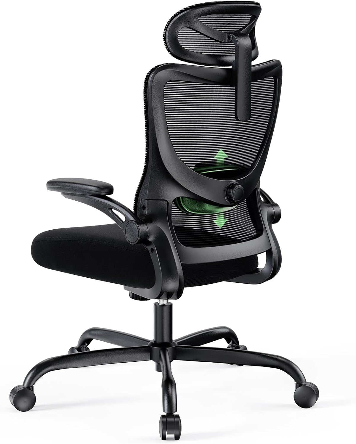 Marsail Ergonomic Office Chair: Office Desk Chair with High Back Mesh and Adjustable Lumbar Support Rolling Work Swivel Task Chairs with Wheel 3D Armrests and Headrest