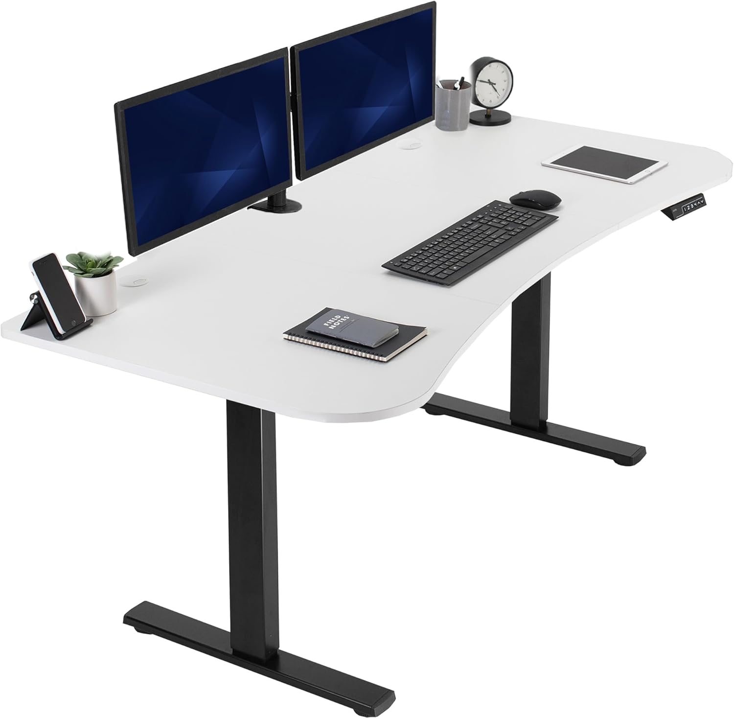VIVO Electric 60 x 24 in Standing Desk, Memory Height Adjustment, 1B Series, Holds 220 lbs, One-Piece Black Top, Black Frame, DESK-KIT-1B6B