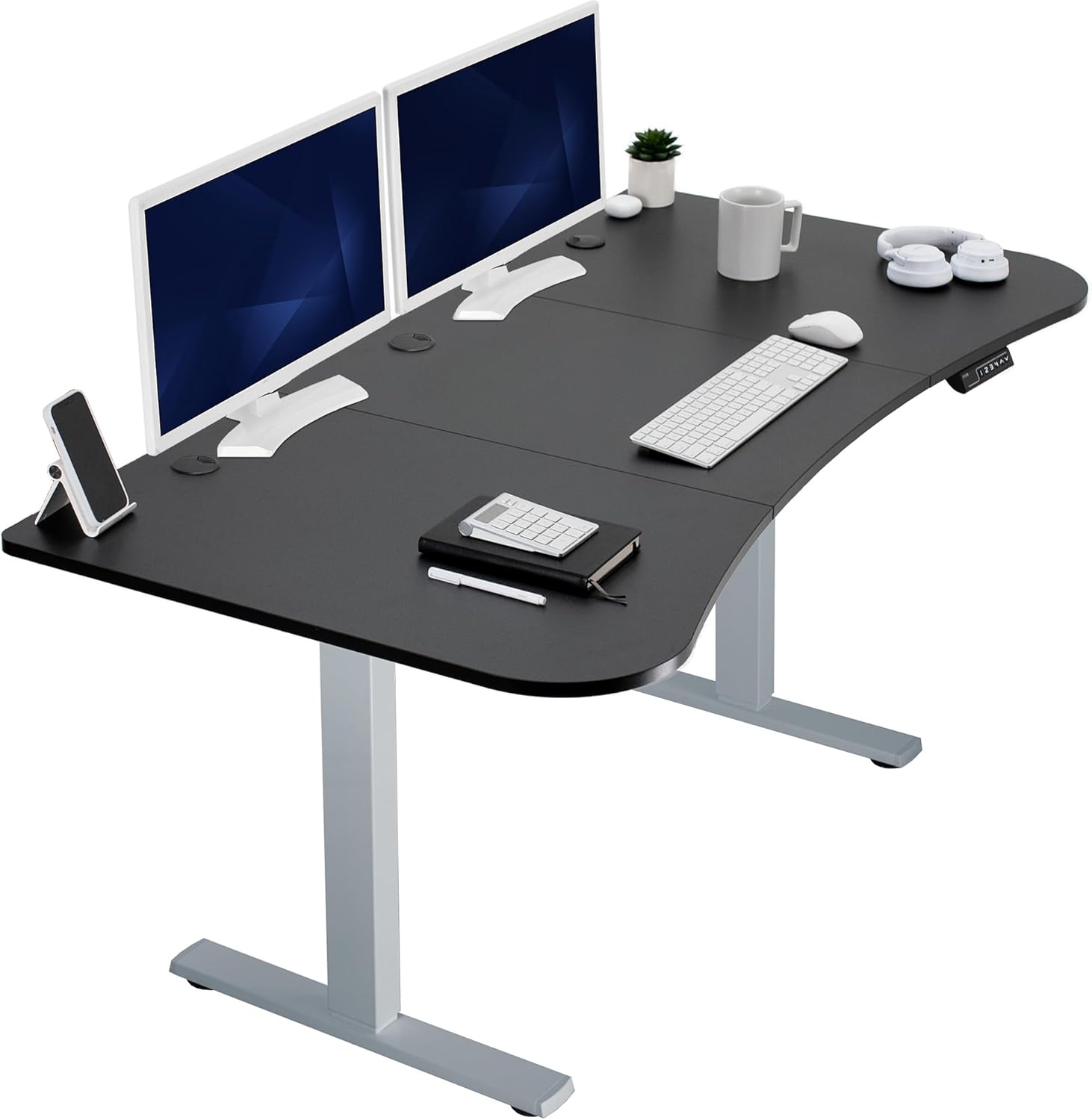 VIVO Electric 60 x 24 in Standing Desk, Memory Height Adjustment, 1B Series, Holds 220 lbs, One-Piece Black Top, Black Frame, DESK-KIT-1B6B