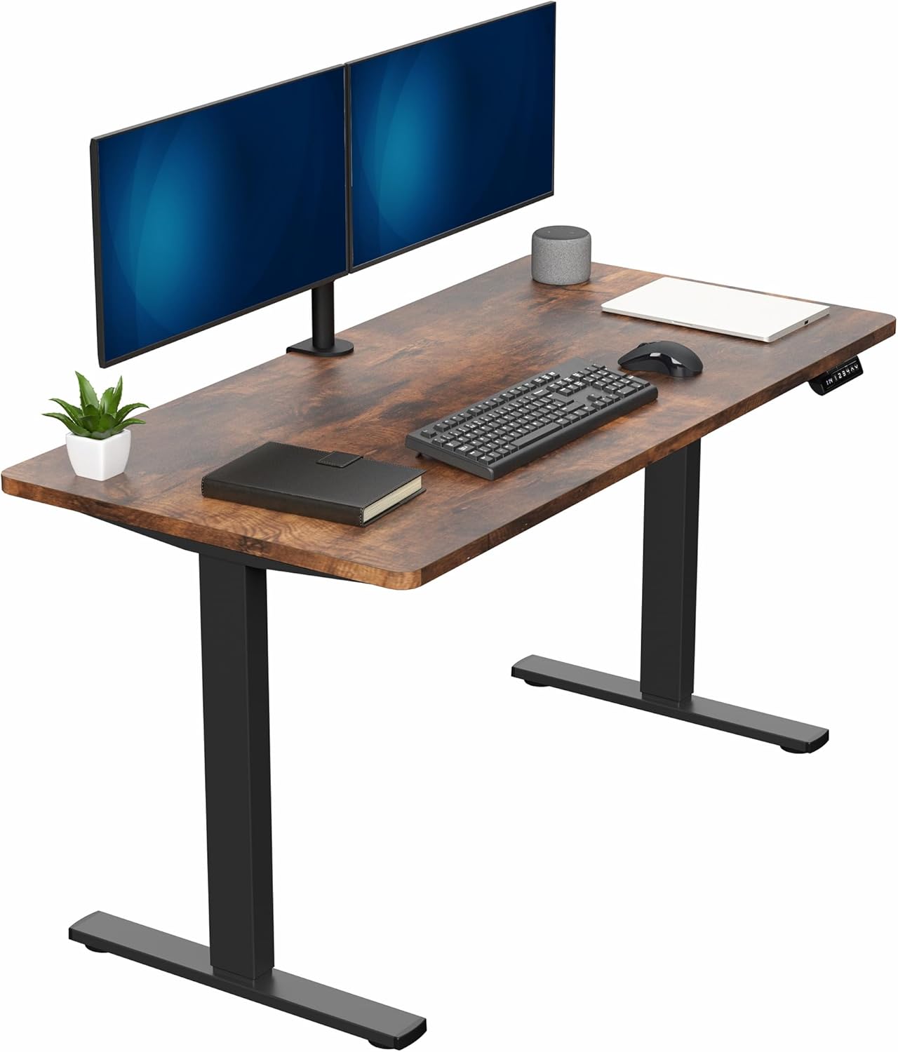 VIVO Electric 60 x 24 in Standing Desk, Memory Height Adjustment, 1B Series, Holds 220 lbs, One-Piece Black Top, Black Frame, DESK-KIT-1B6B