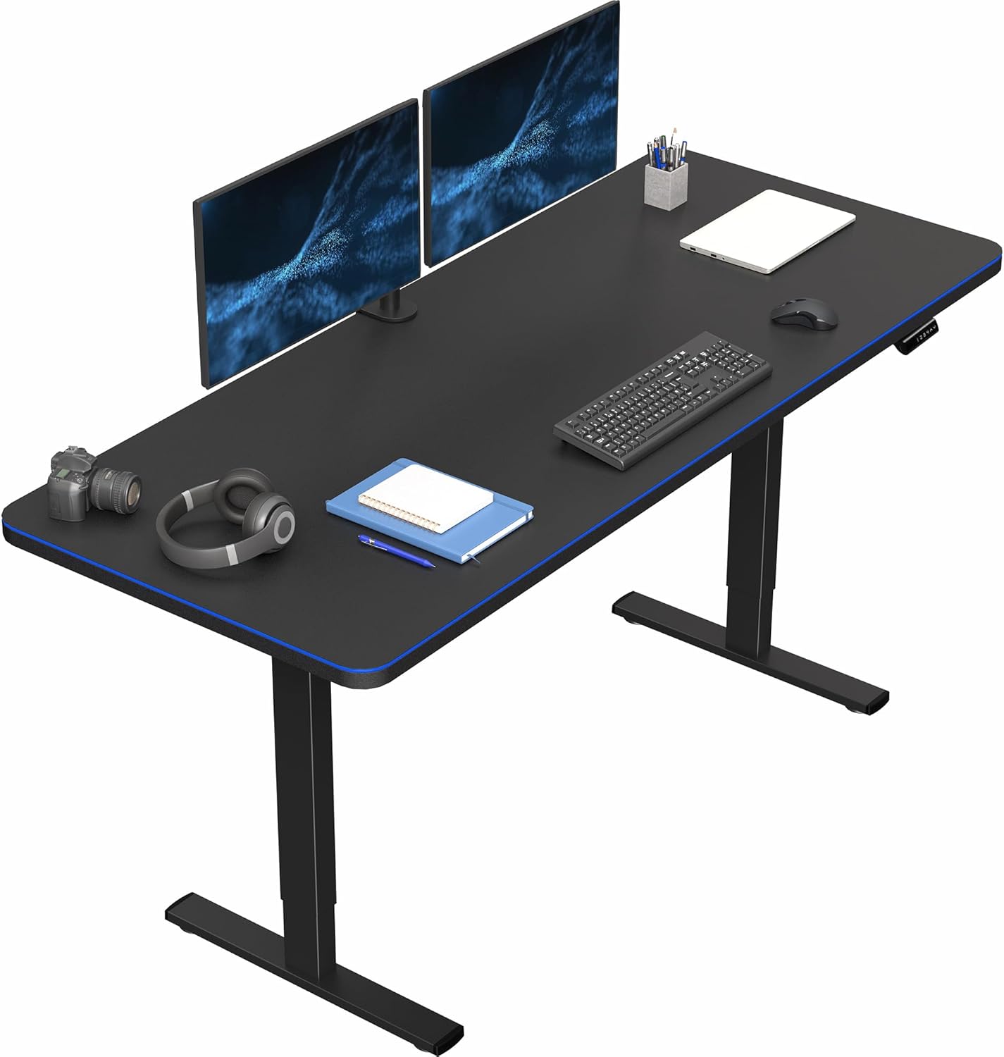 VIVO Electric 60 x 24 in Standing Desk, Memory Height Adjustment, 1B Series, Holds 220 lbs, One-Piece Black Top, Black Frame, DESK-KIT-1B6B