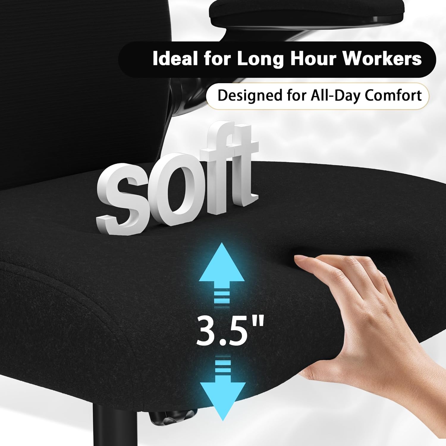 Ergonomic Office Chair, Mesh Desk Chair with Headrest, Lumbar Support, Thick Seat Cushion, Flip-up Arms, High Back Computer Task Chairs for Home Office (English, Black/Gold)