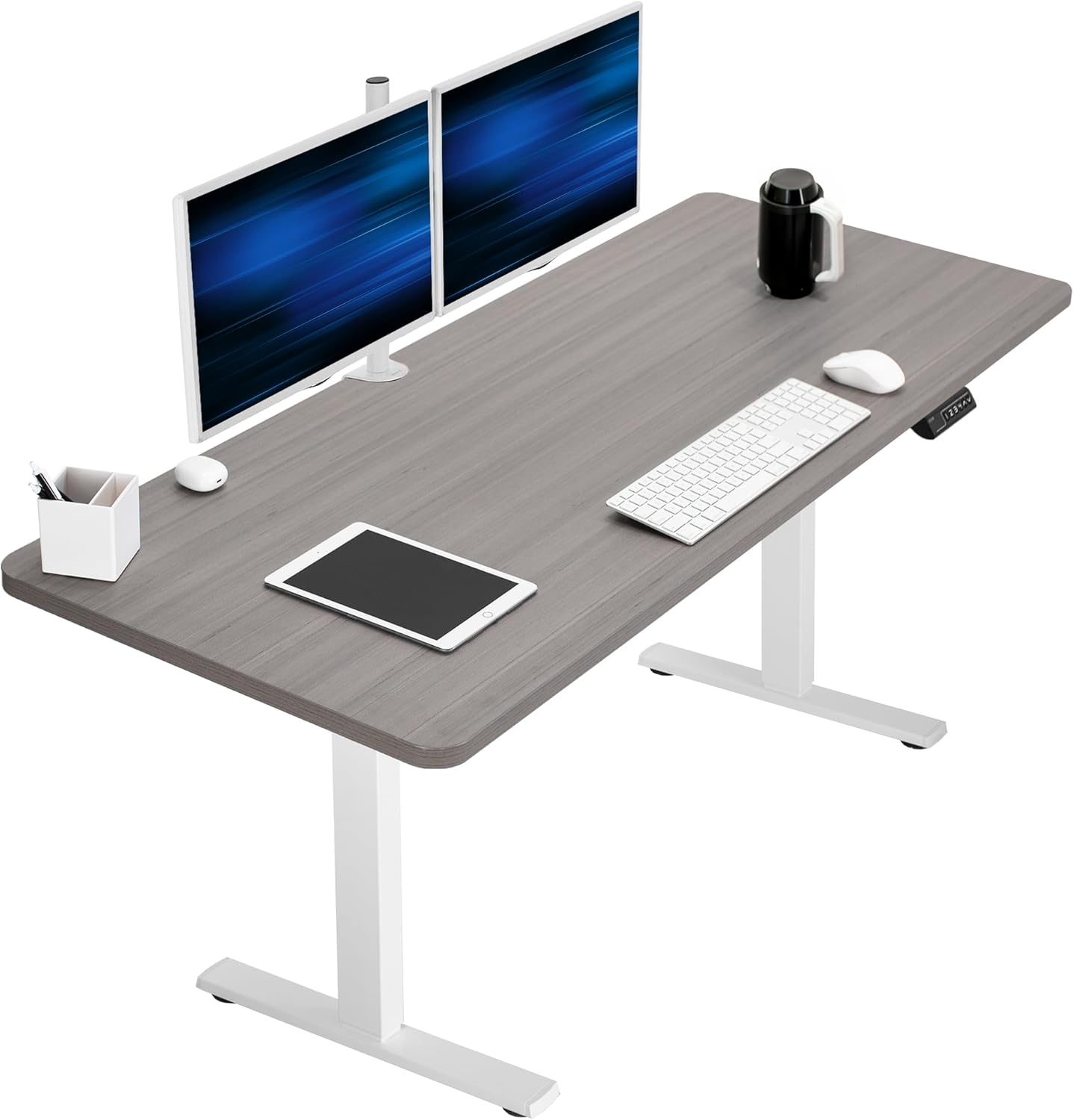 VIVO Electric 60 x 24 in Standing Desk, Memory Height Adjustment, 1B Series, Holds 220 lbs, One-Piece Black Top, Black Frame, DESK-KIT-1B6B