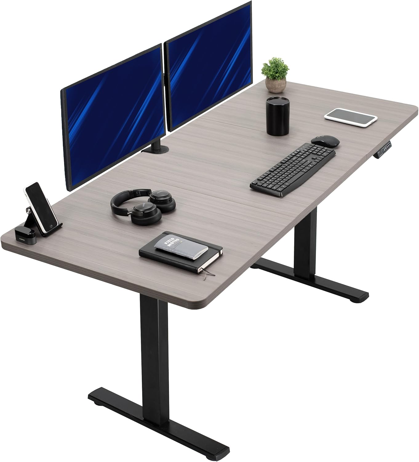 VIVO Electric 60 x 24 in Standing Desk, Memory Height Adjustment, 1B Series, Holds 220 lbs, One-Piece Black Top, Black Frame, DESK-KIT-1B6B