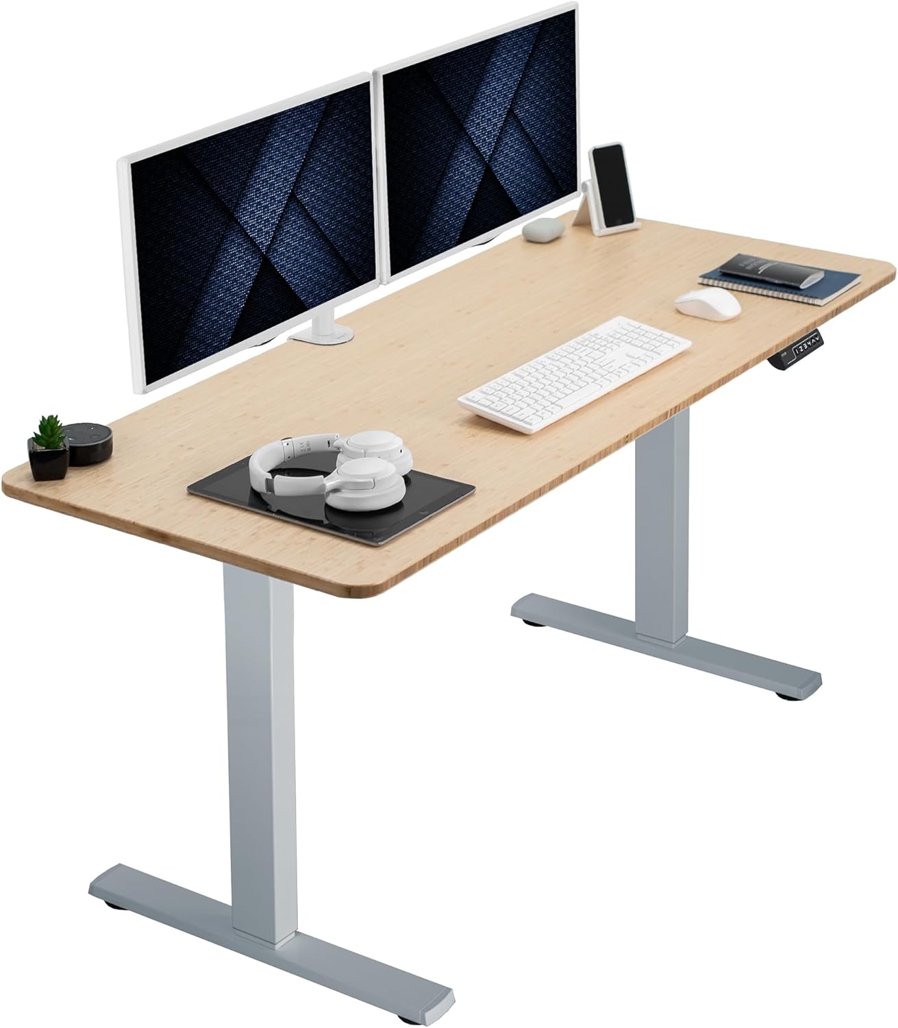 VIVO Electric 60 x 24 in Standing Desk, Memory Height Adjustment, 1B Series, Holds 220 lbs, One-Piece Black Top, Black Frame, DESK-KIT-1B6B