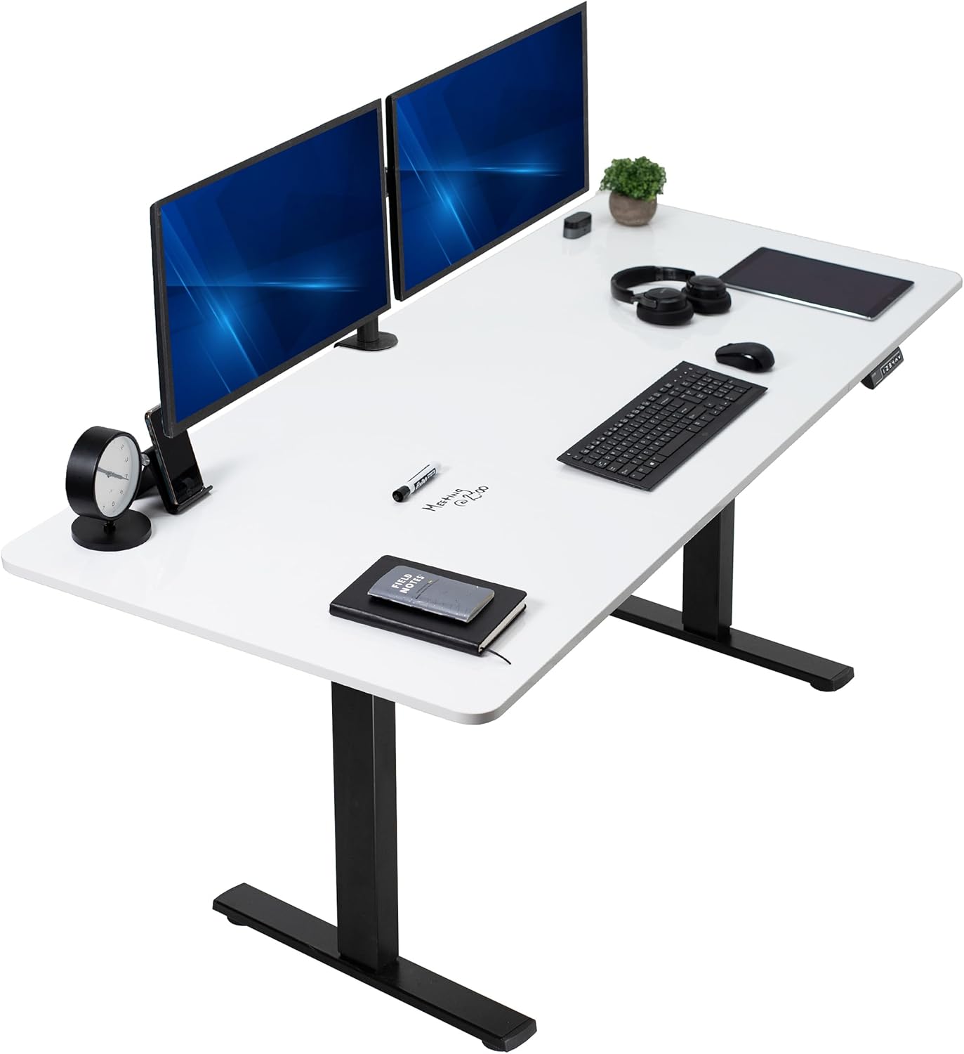 VIVO Electric 60 x 24 in Standing Desk, Memory Height Adjustment, 1B Series, Holds 220 lbs, One-Piece Black Top, Black Frame, DESK-KIT-1B6B