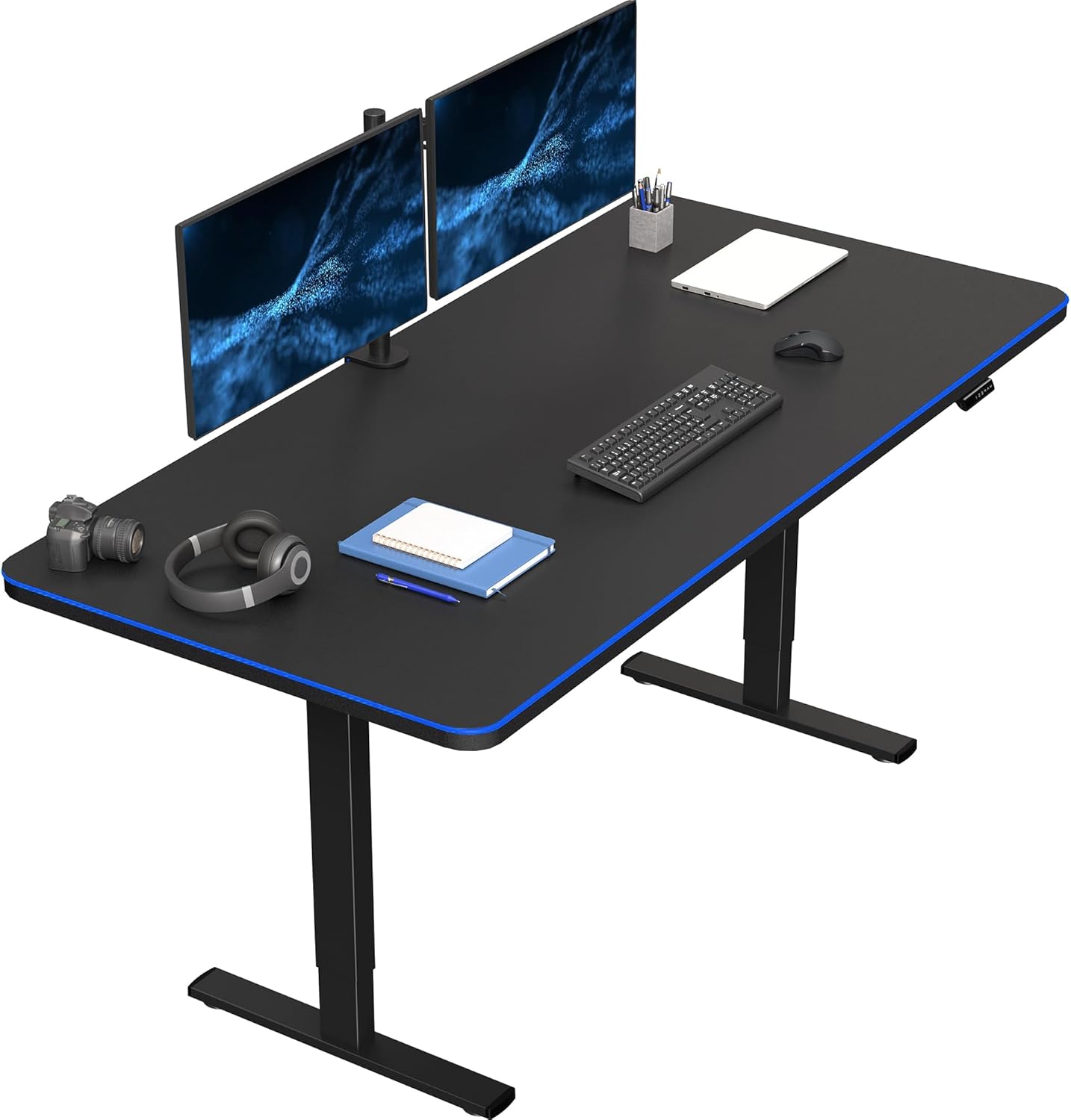 VIVO Electric 60 x 24 in Standing Desk, Memory Height Adjustment, 1B Series, Holds 220 lbs, One-Piece Black Top, Black Frame, DESK-KIT-1B6B