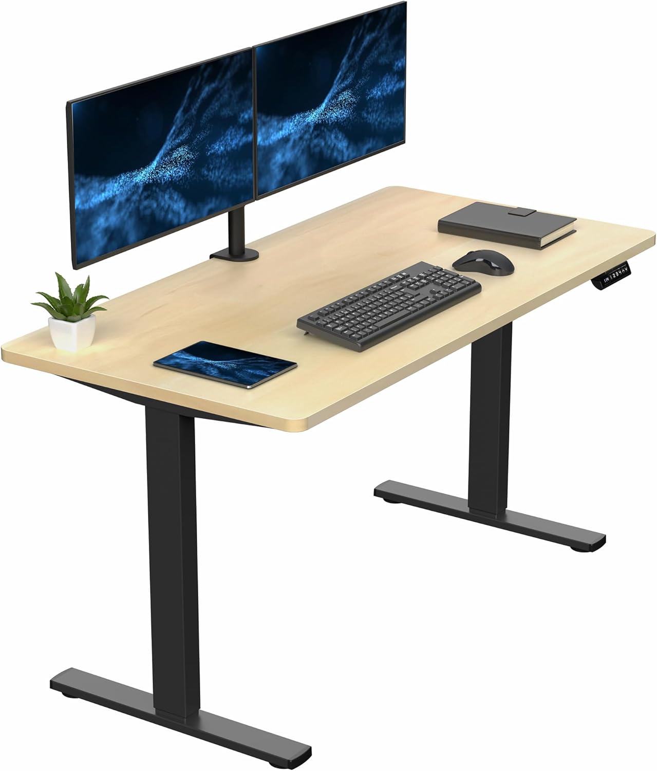 VIVO Electric 60 x 24 in Standing Desk, Memory Height Adjustment, 1B Series, Holds 220 lbs, One-Piece Black Top, Black Frame, DESK-KIT-1B6B
