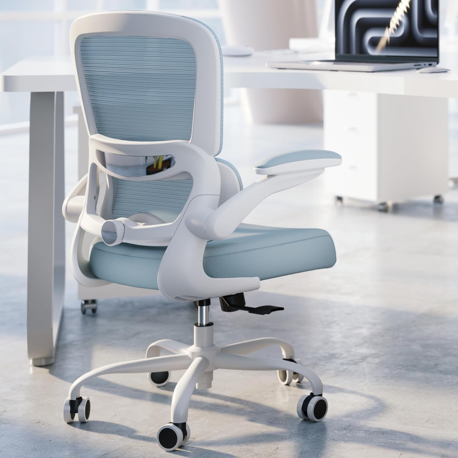 TRALT Office Chair - Ergonomic Desk Chair with Adjustable Lumbar Support, Mesh Computer Chair, Executive Chairs for Home Office Comfortable Lumbar Support (White)