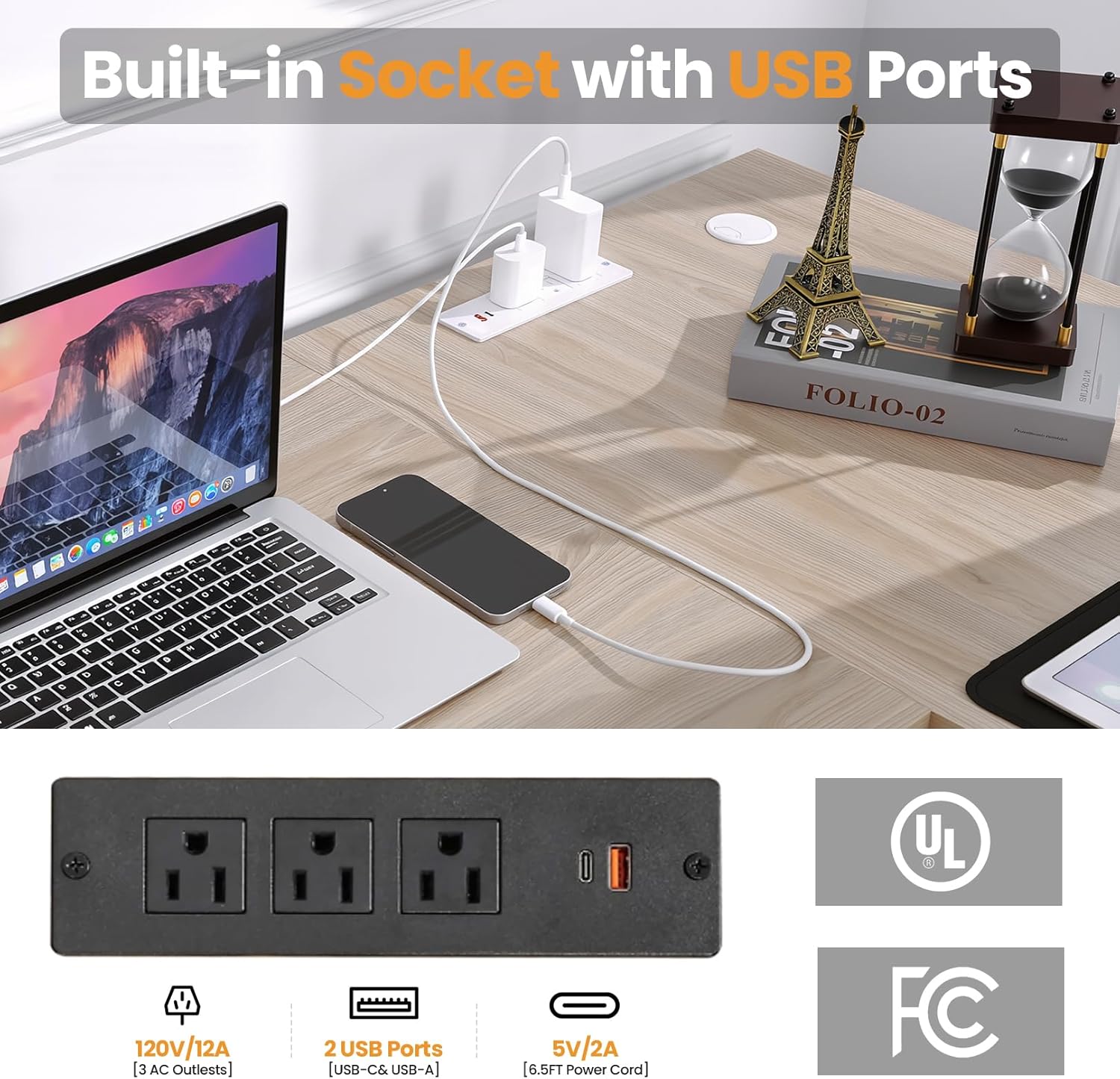 63” L Shaped Standing Desk with Charging Station,Supports Left and Right Swapping,Electric Height Adjustable Corner Stand Up Desk.Free Hook, Lockable Wheels,Mouse Pad,Oak