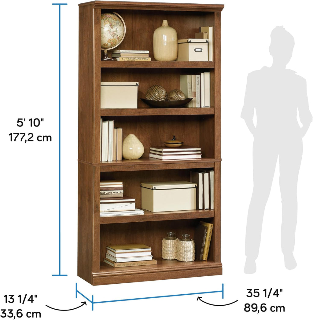 Sauder 5-Shelf Split Bookcase/ Book shelf, Oiled Oak finish