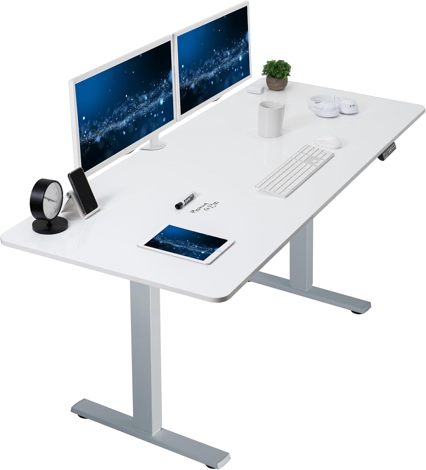 VIVO Electric 60 x 24 in Standing Desk, Memory Height Adjustment, 1B Series, Holds 220 lbs, One-Piece Black Top, Black Frame, DESK-KIT-1B6B