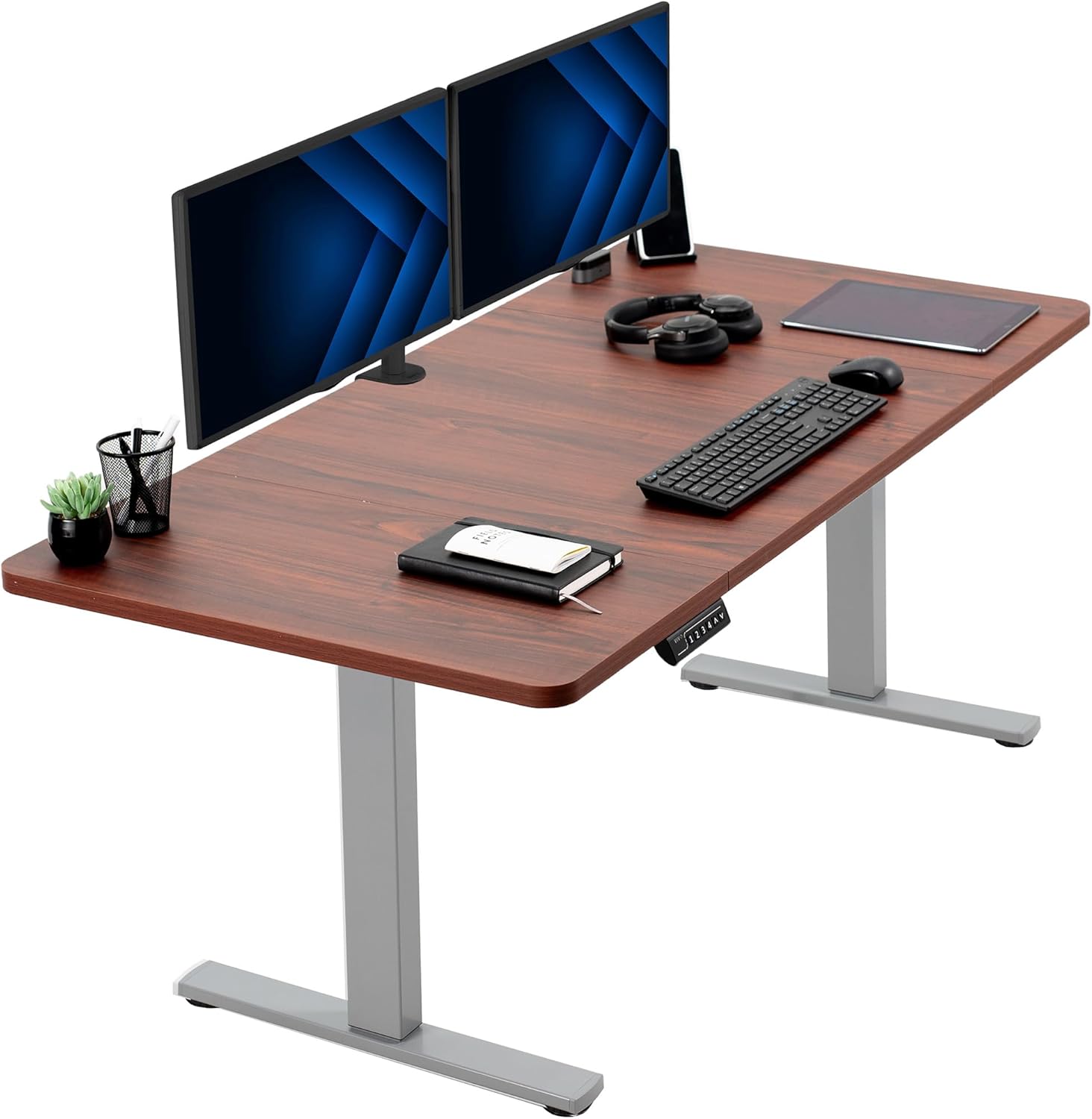 VIVO Electric 60 x 24 in Standing Desk, Memory Height Adjustment, 1B Series, Holds 220 lbs, One-Piece Black Top, Black Frame, DESK-KIT-1B6B