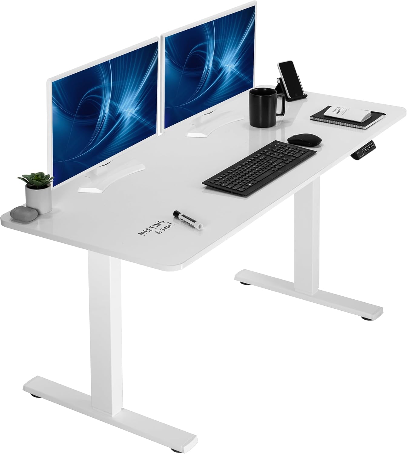 VIVO Electric 60 x 24 in Standing Desk, Memory Height Adjustment, 1B Series, Holds 220 lbs, One-Piece Black Top, Black Frame, DESK-KIT-1B6B