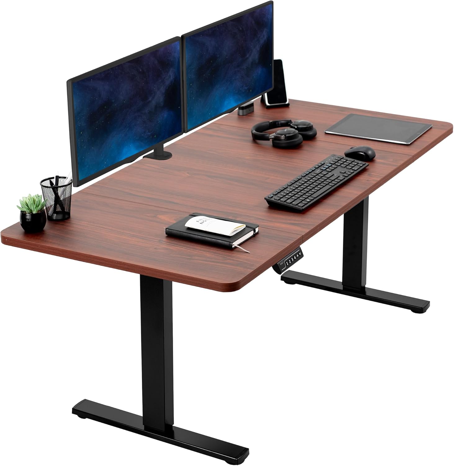 VIVO Electric 60 x 24 in Standing Desk, Memory Height Adjustment, 1B Series, Holds 220 lbs, One-Piece Black Top, Black Frame, DESK-KIT-1B6B