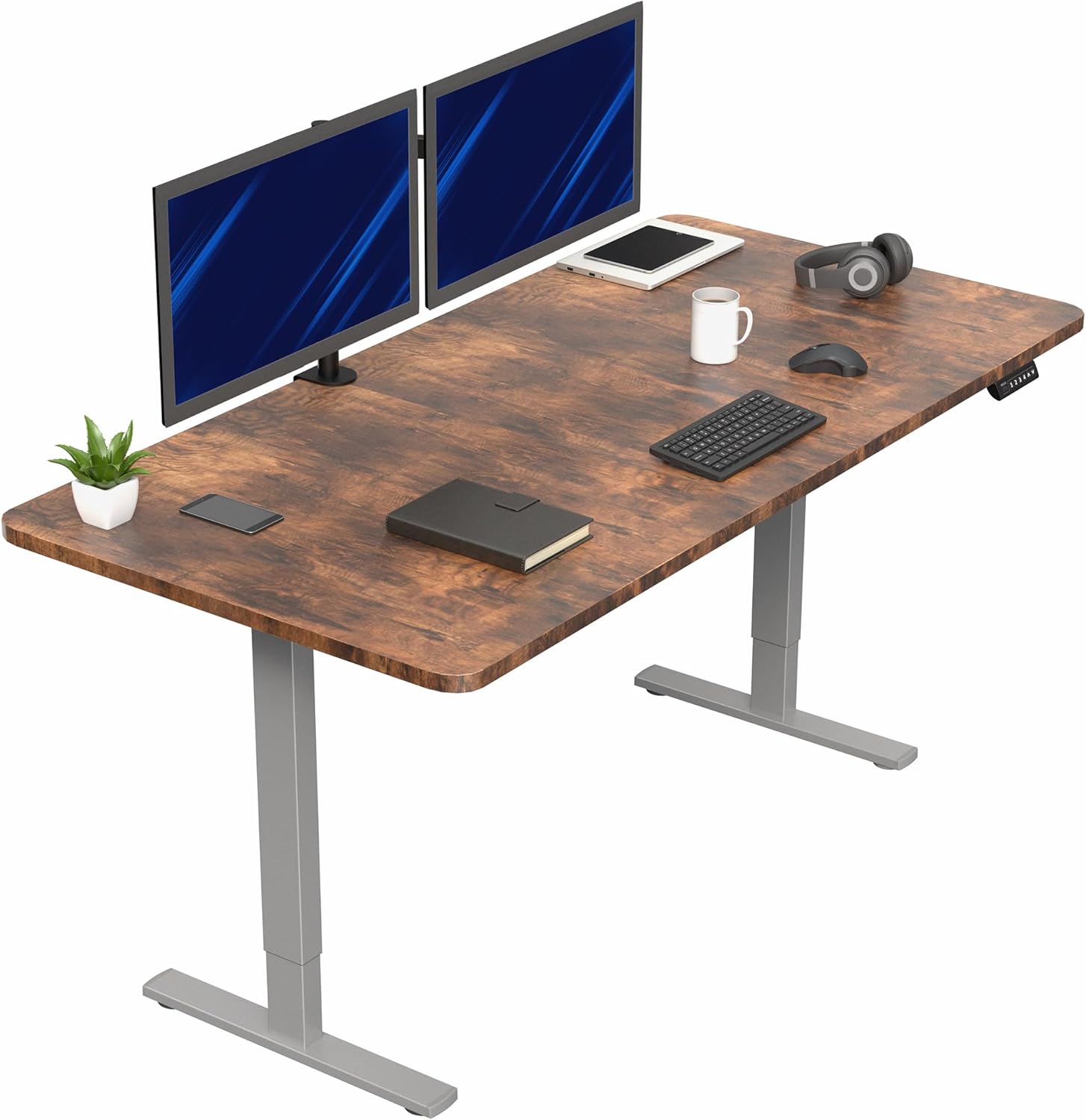 VIVO Electric 60 x 24 in Standing Desk, Memory Height Adjustment, 1B Series, Holds 220 lbs, One-Piece Black Top, Black Frame, DESK-KIT-1B6B