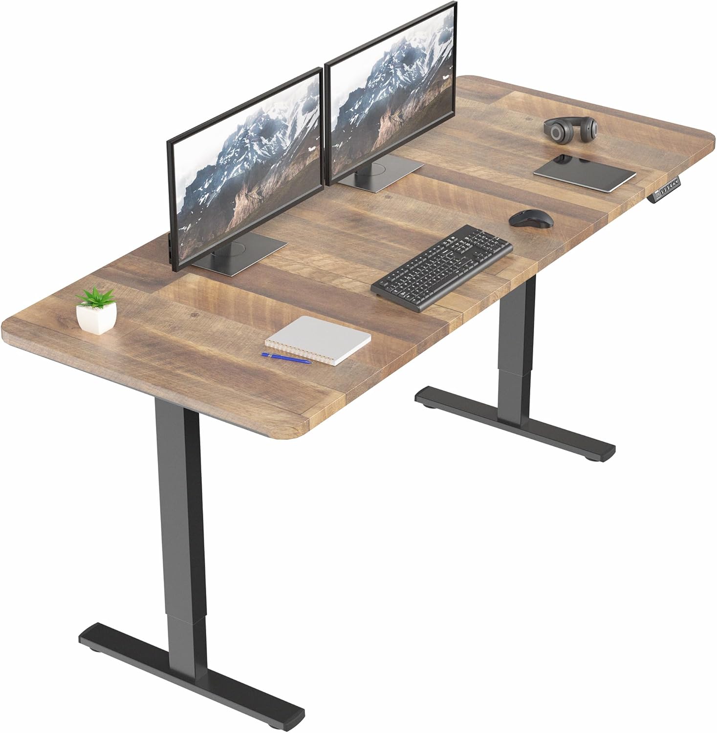 VIVO Electric 60 x 24 in Standing Desk, Memory Height Adjustment, 1B Series, Holds 220 lbs, One-Piece Black Top, Black Frame, DESK-KIT-1B6B