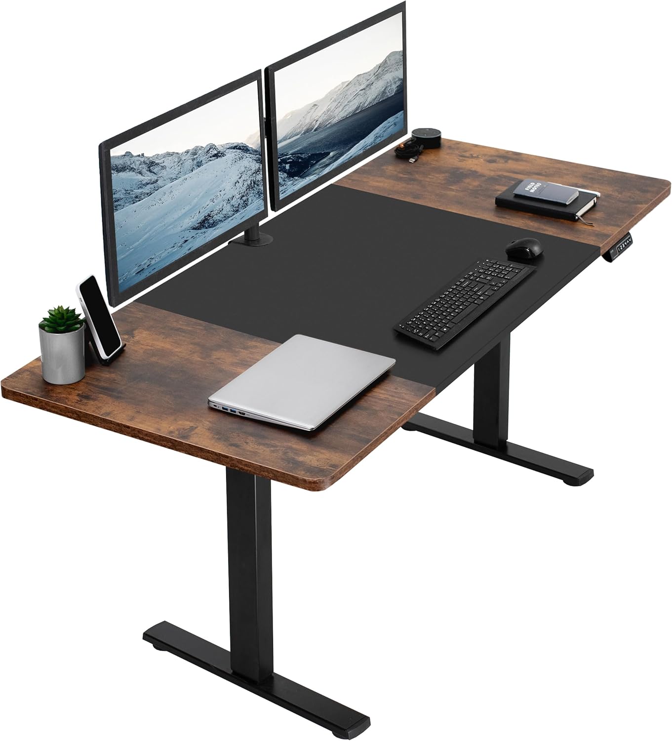 VIVO Electric 60 x 24 in Standing Desk, Memory Height Adjustment, 1B Series, Holds 220 lbs, One-Piece Black Top, Black Frame, DESK-KIT-1B6B