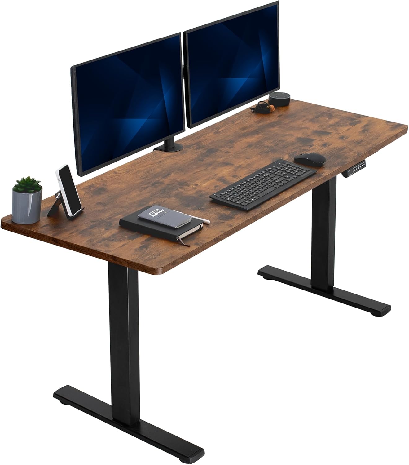 VIVO Electric 60 x 24 in Standing Desk, Memory Height Adjustment, 1B Series, Holds 220 lbs, One-Piece Black Top, Black Frame, DESK-KIT-1B6B