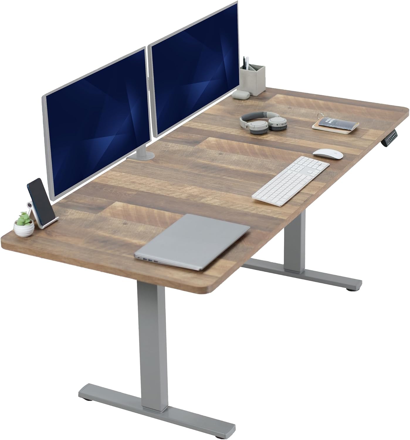 VIVO Electric 60 x 24 in Standing Desk, Memory Height Adjustment, 1B Series, Holds 220 lbs, One-Piece Black Top, Black Frame, DESK-KIT-1B6B