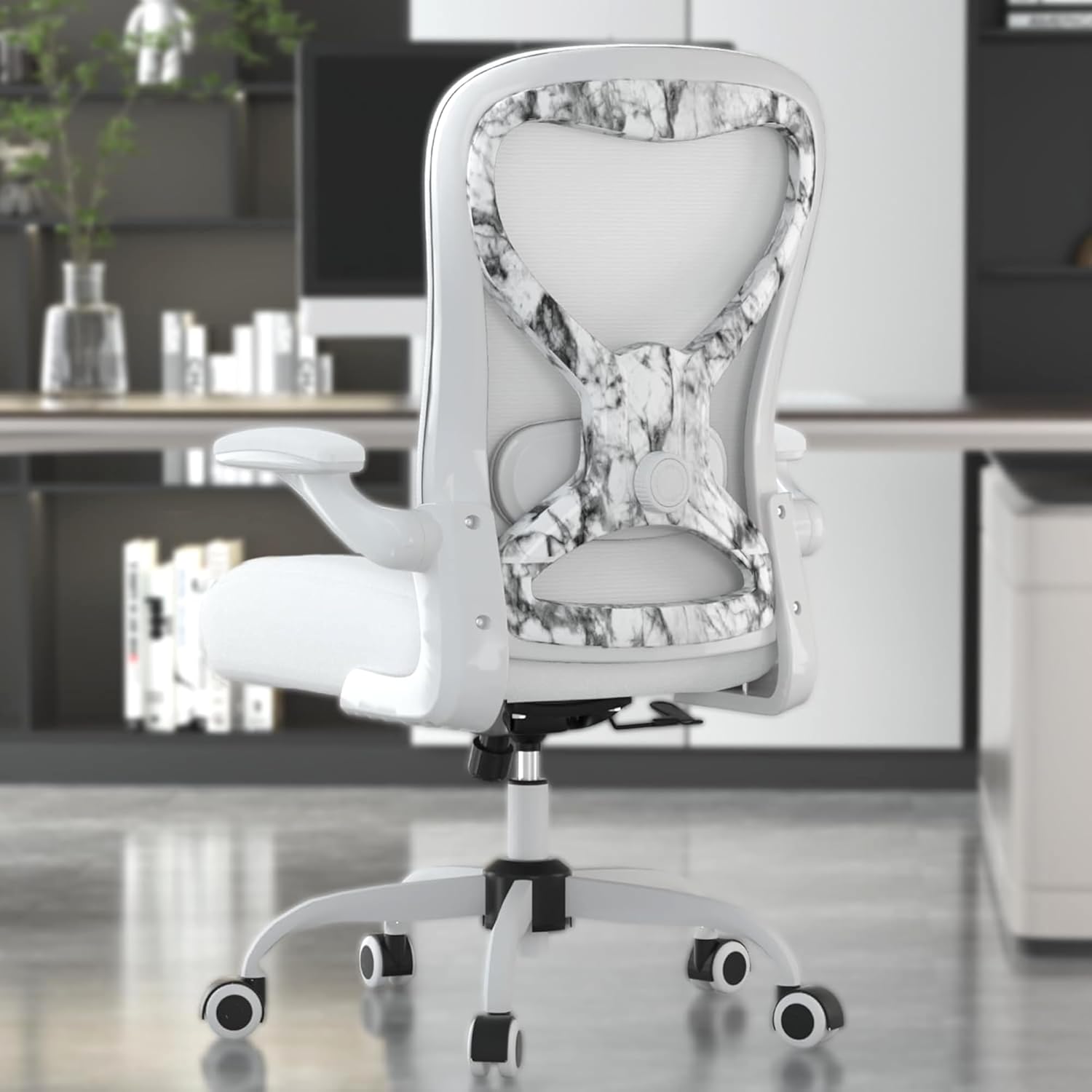 Office Desk Chair with Ergonomic Lumbar Support, Extra-Thick Seat Cushion, Flip-up Arms, Breathable Mesh Back, Computer Task Chair for Home Office