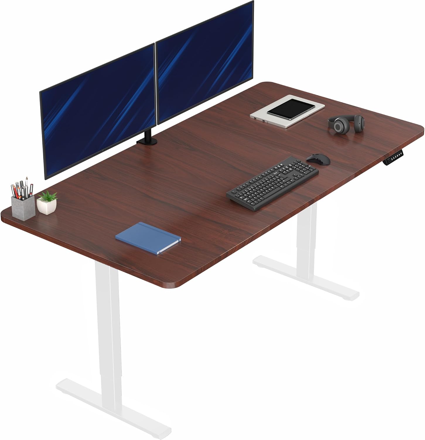 VIVO Electric 60 x 24 in Standing Desk, Memory Height Adjustment, 1B Series, Holds 220 lbs, One-Piece Black Top, Black Frame, DESK-KIT-1B6B