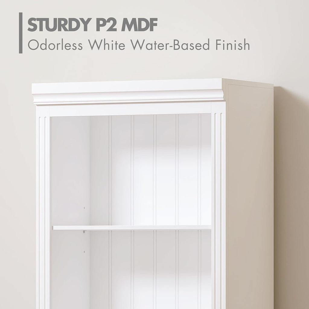 Spirich 5 Tier White Bookshelf, Tall Bookshelf with Storage, Open Wooden Book Shelf, Modern Large Bookcase for Living Room, Home Office, Dinning Room