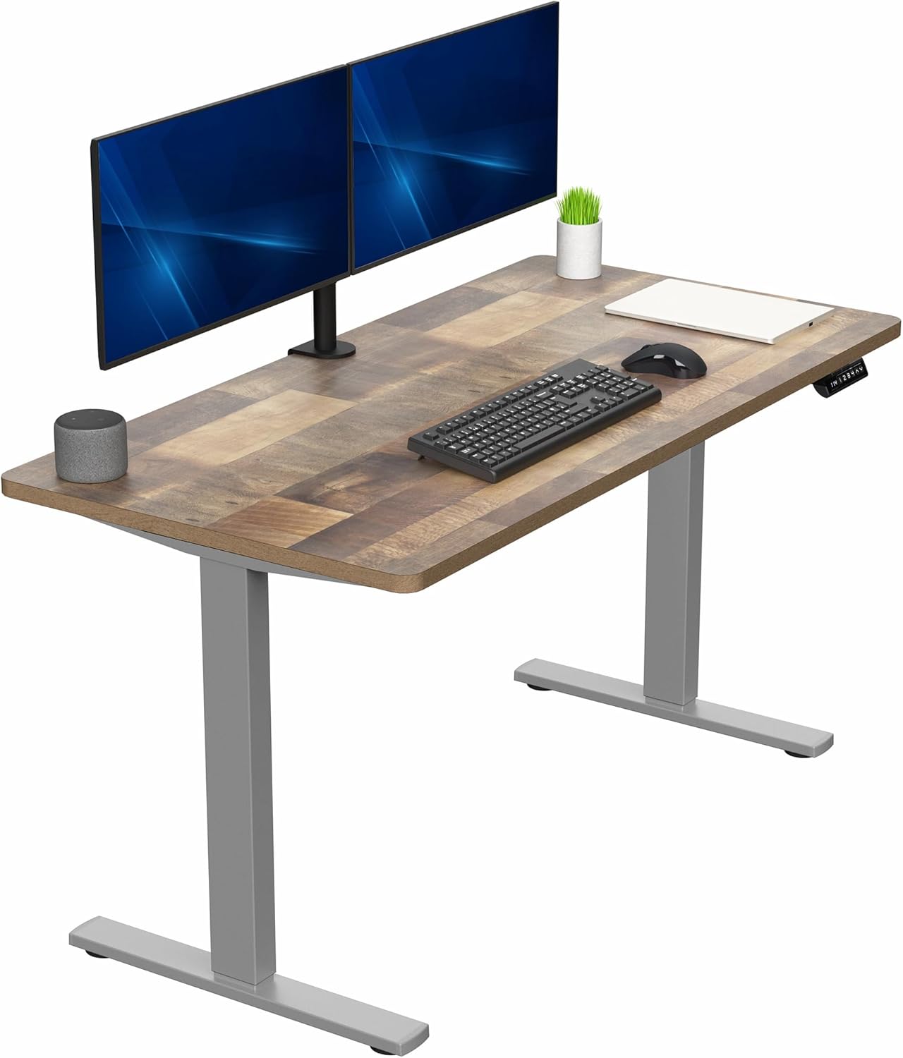 VIVO Electric 60 x 24 in Standing Desk, Memory Height Adjustment, 1B Series, Holds 220 lbs, One-Piece Black Top, Black Frame, DESK-KIT-1B6B
