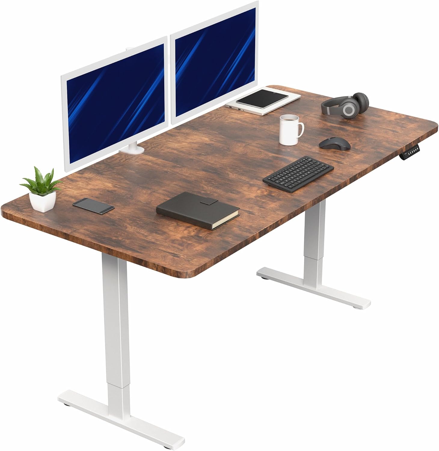 VIVO Electric 60 x 24 in Standing Desk, Memory Height Adjustment, 1B Series, Holds 220 lbs, One-Piece Black Top, Black Frame, DESK-KIT-1B6B