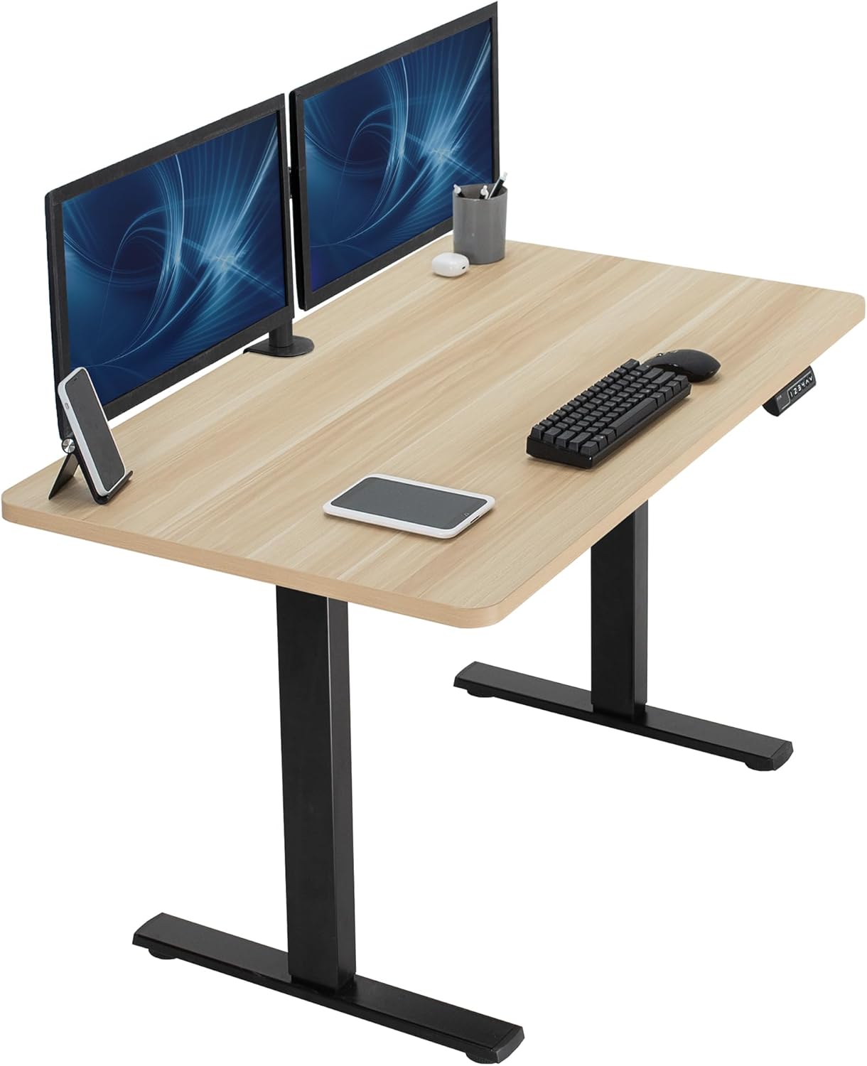 VIVO Electric 60 x 24 in Standing Desk, Memory Height Adjustment, 1B Series, Holds 220 lbs, One-Piece Black Top, Black Frame, DESK-KIT-1B6B