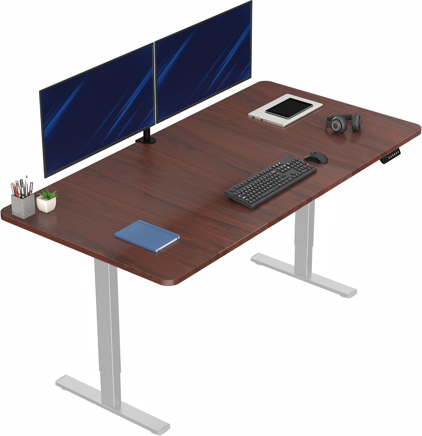 VIVO Electric 60 x 24 in Standing Desk, Memory Height Adjustment, 1B Series, Holds 220 lbs, One-Piece Black Top, Black Frame, DESK-KIT-1B6B