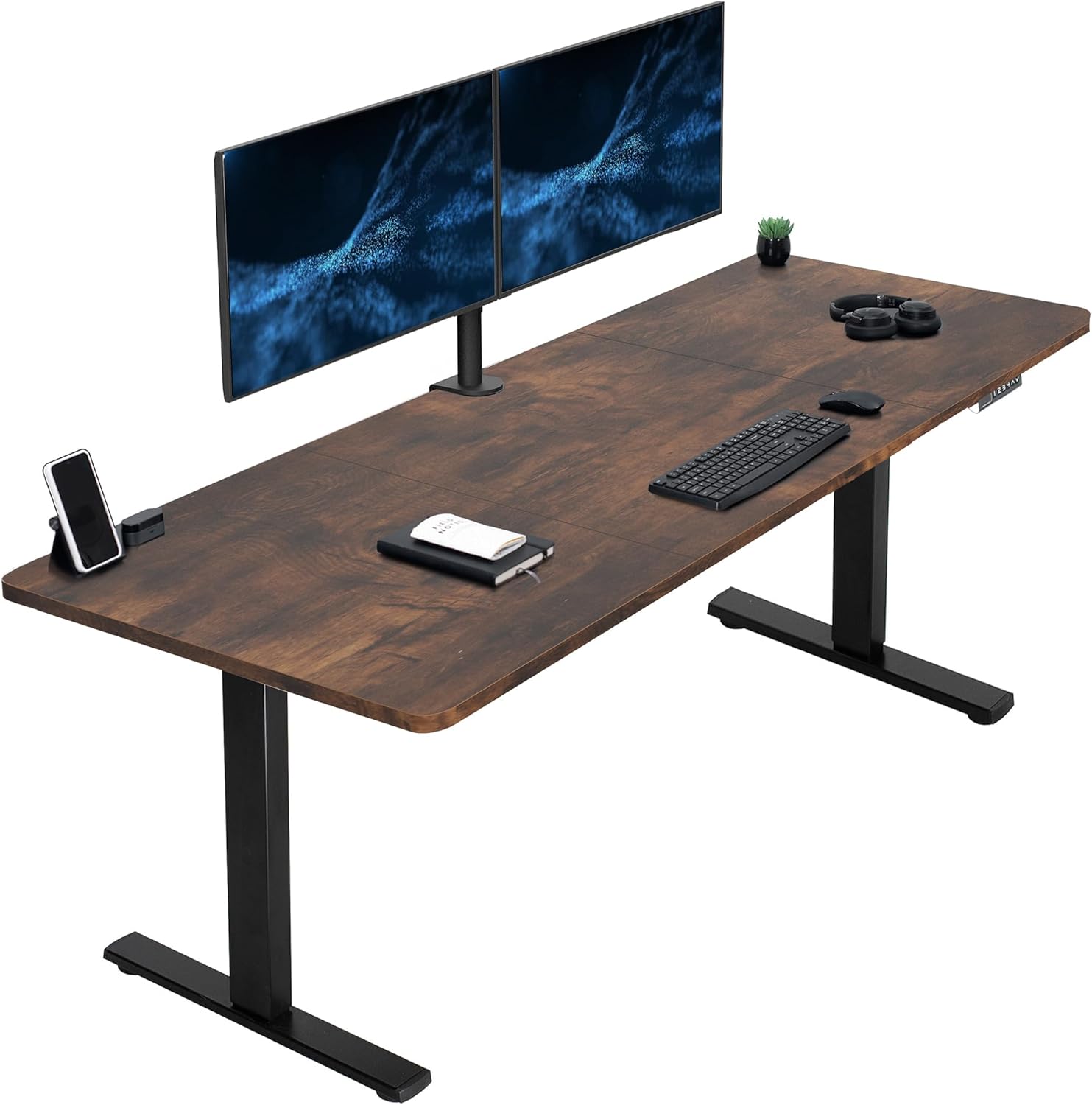 VIVO Electric 60 x 24 in Standing Desk, Memory Height Adjustment, 1B Series, Holds 220 lbs, One-Piece Black Top, Black Frame, DESK-KIT-1B6B