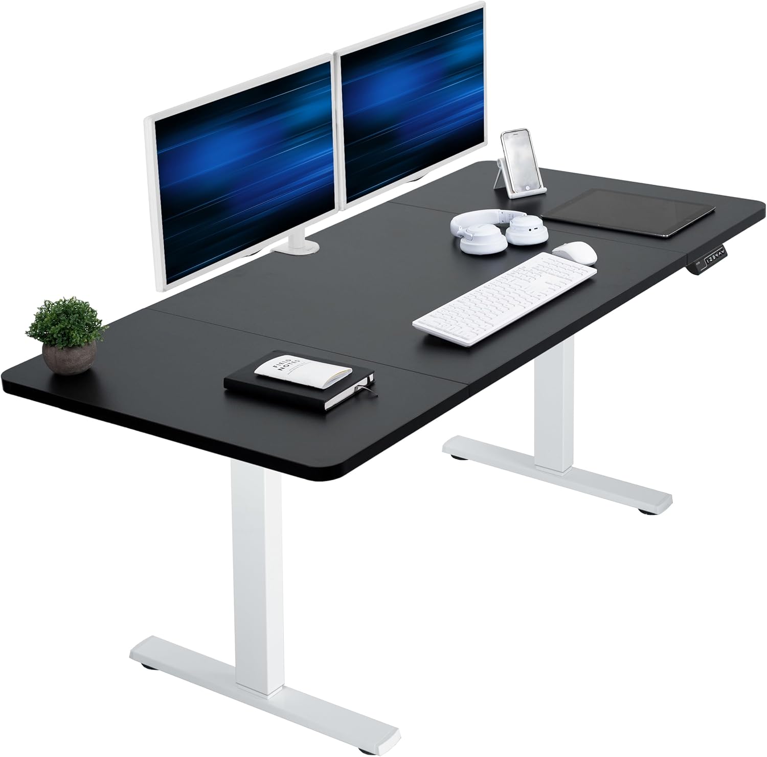 VIVO Electric 60 x 24 in Standing Desk, Memory Height Adjustment, 1B Series, Holds 220 lbs, One-Piece Black Top, Black Frame, DESK-KIT-1B6B