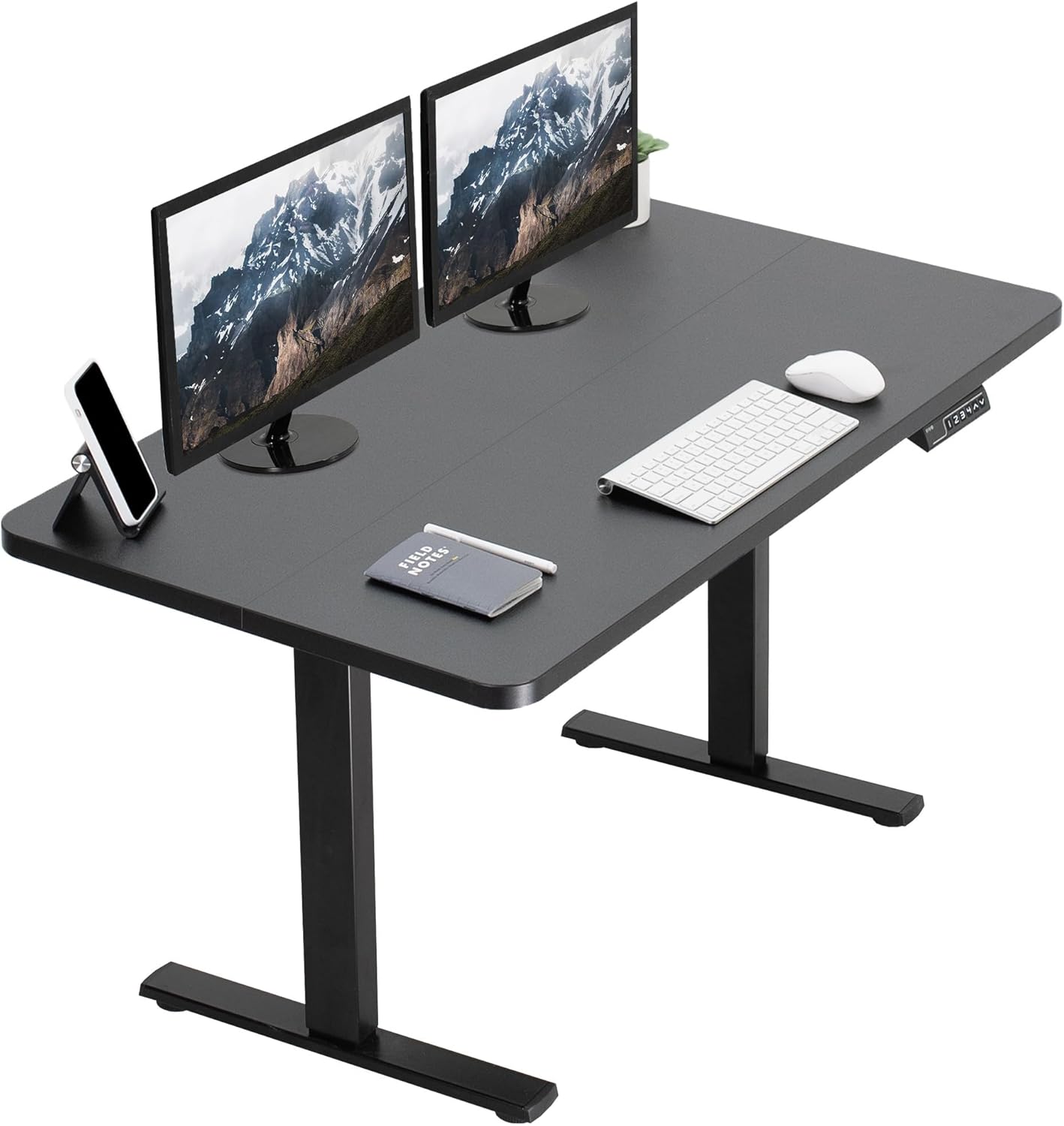 VIVO Electric 60 x 24 in Standing Desk, Memory Height Adjustment, 1B Series, Holds 220 lbs, One-Piece Black Top, Black Frame, DESK-KIT-1B6B