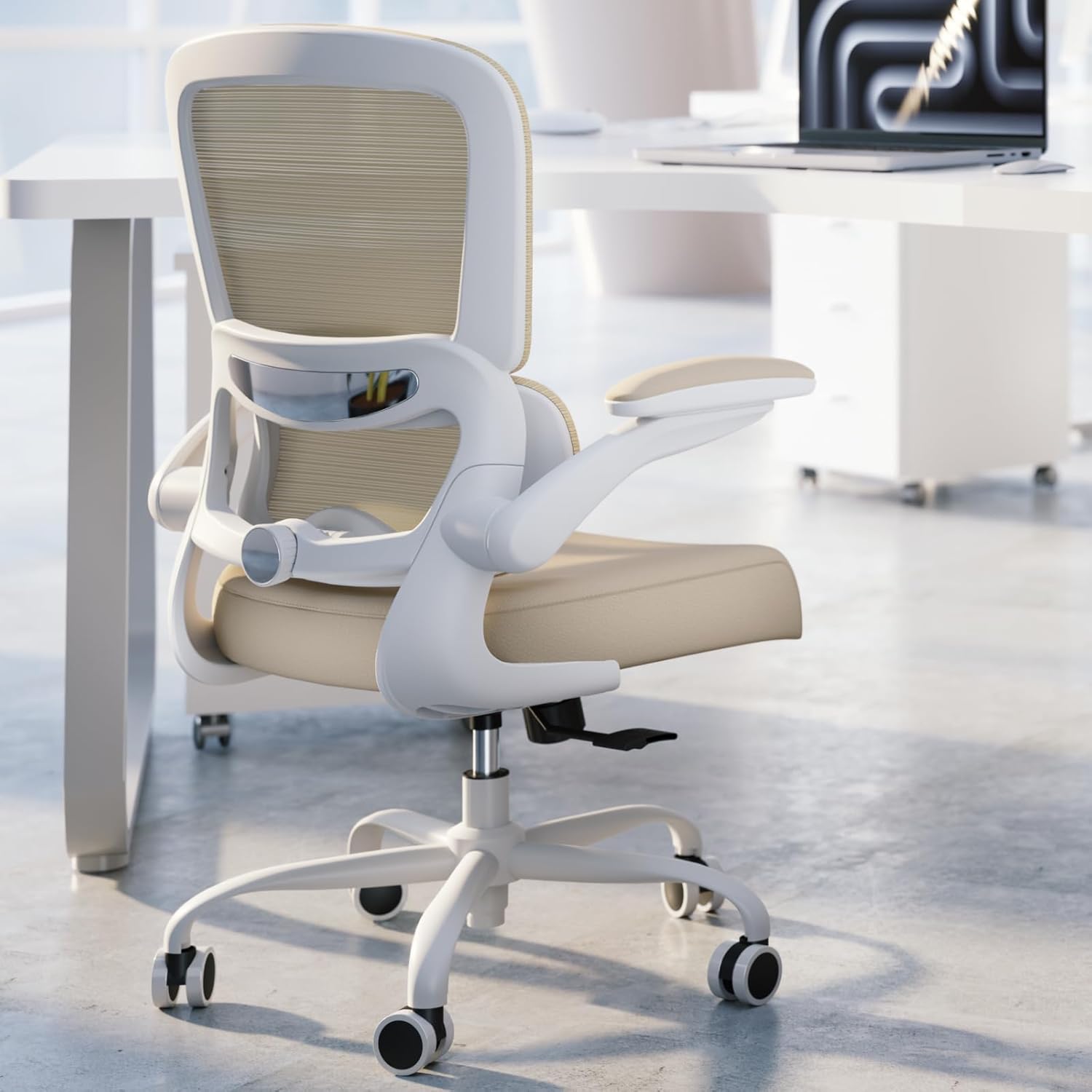 TRALT Office Chair - Ergonomic Desk Chair with Adjustable Lumbar Support, Mesh Computer Chair, Executive Chairs for Home Office Comfortable Lumbar Support (White)