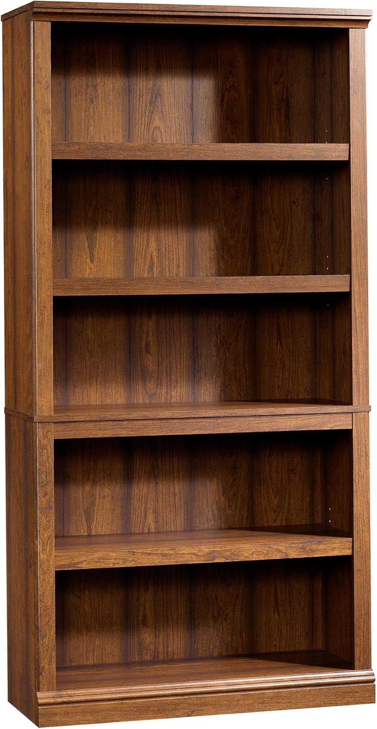 Sauder 5-Shelf Split Bookcase/ Book shelf, Oiled Oak finish