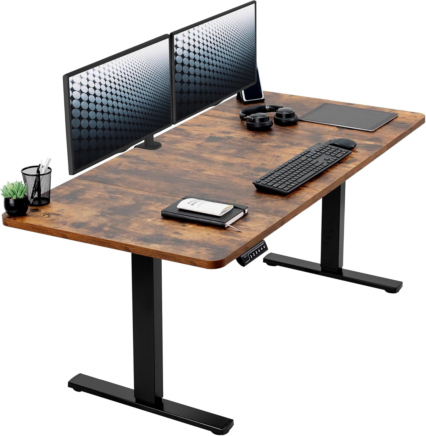 VIVO Electric 60 x 24 in Standing Desk, Memory Height Adjustment, 1B Series, Holds 220 lbs, One-Piece Black Top, Black Frame, DESK-KIT-1B6B