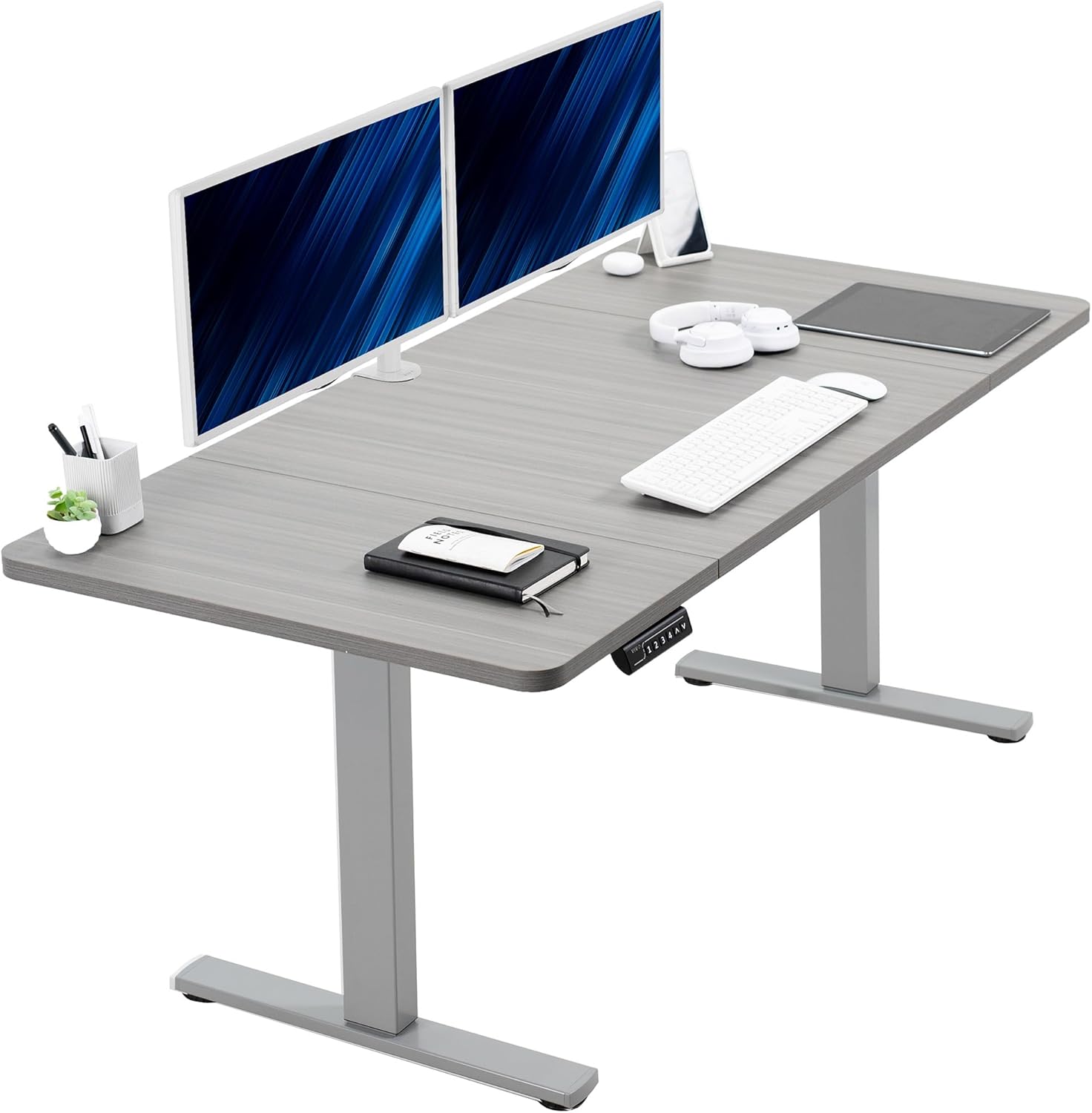 VIVO Electric 60 x 24 in Standing Desk, Memory Height Adjustment, 1B Series, Holds 220 lbs, One-Piece Black Top, Black Frame, DESK-KIT-1B6B