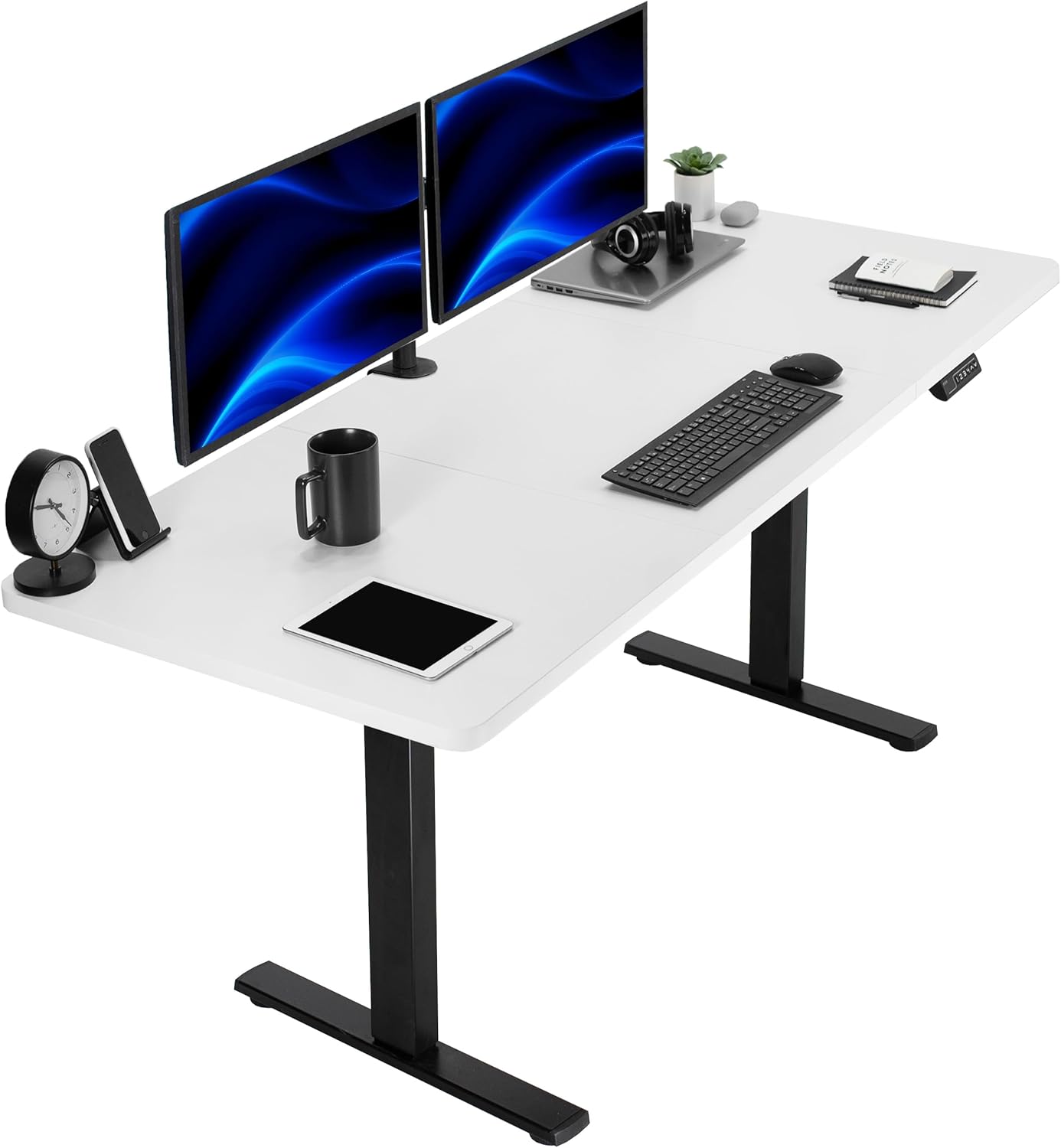 VIVO Electric 60 x 24 in Standing Desk, Memory Height Adjustment, 1B Series, Holds 220 lbs, One-Piece Black Top, Black Frame, DESK-KIT-1B6B