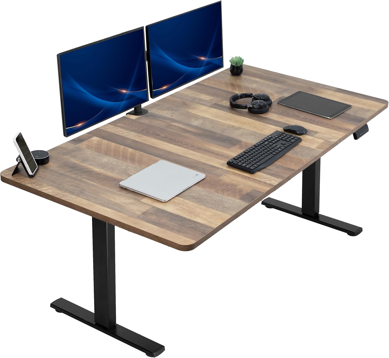 VIVO Electric 60 x 24 in Standing Desk, Memory Height Adjustment, 1B Series, Holds 220 lbs, One-Piece Black Top, Black Frame, DESK-KIT-1B6B
