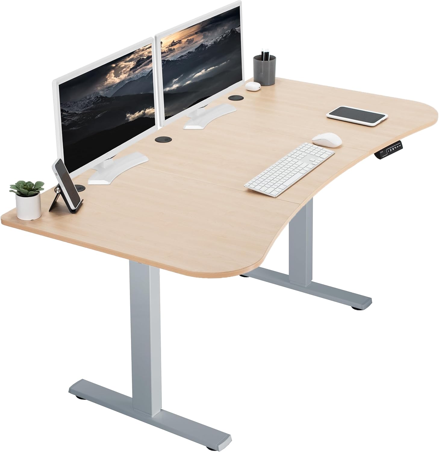 VIVO Electric 60 x 24 in Standing Desk, Memory Height Adjustment, 1B Series, Holds 220 lbs, One-Piece Black Top, Black Frame, DESK-KIT-1B6B