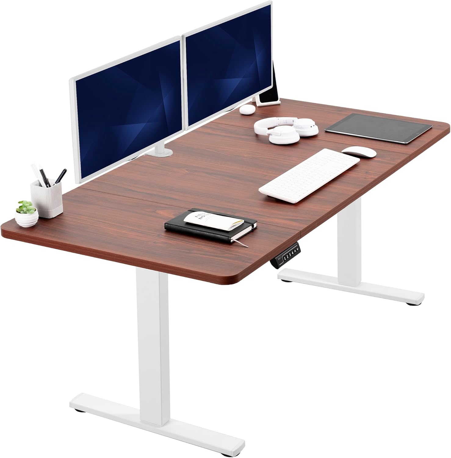 VIVO Electric 60 x 24 in Standing Desk, Memory Height Adjustment, 1B Series, Holds 220 lbs, One-Piece Black Top, Black Frame, DESK-KIT-1B6B