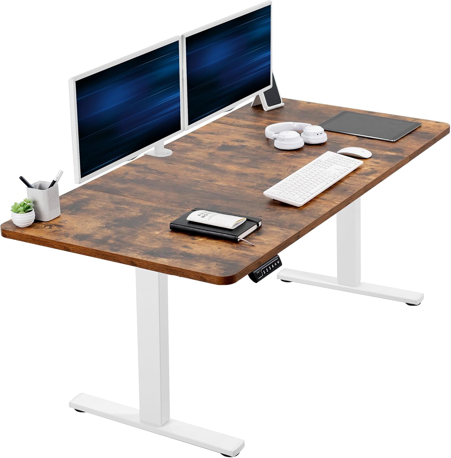VIVO Electric 60 x 24 in Standing Desk, Memory Height Adjustment, 1B Series, Holds 220 lbs, One-Piece Black Top, Black Frame, DESK-KIT-1B6B