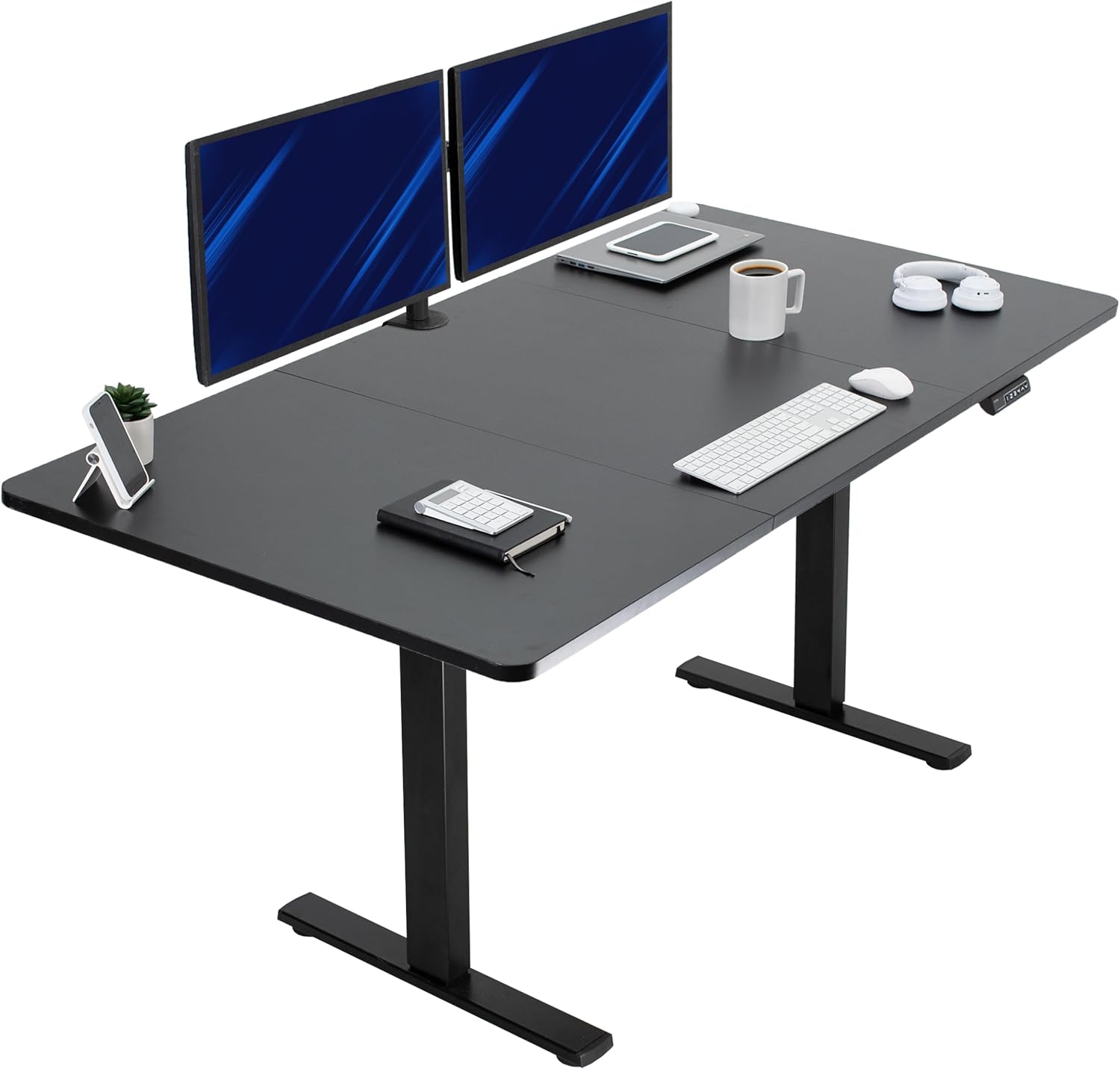 VIVO Electric 60 x 24 in Standing Desk, Memory Height Adjustment, 1B Series, Holds 220 lbs, One-Piece Black Top, Black Frame, DESK-KIT-1B6B