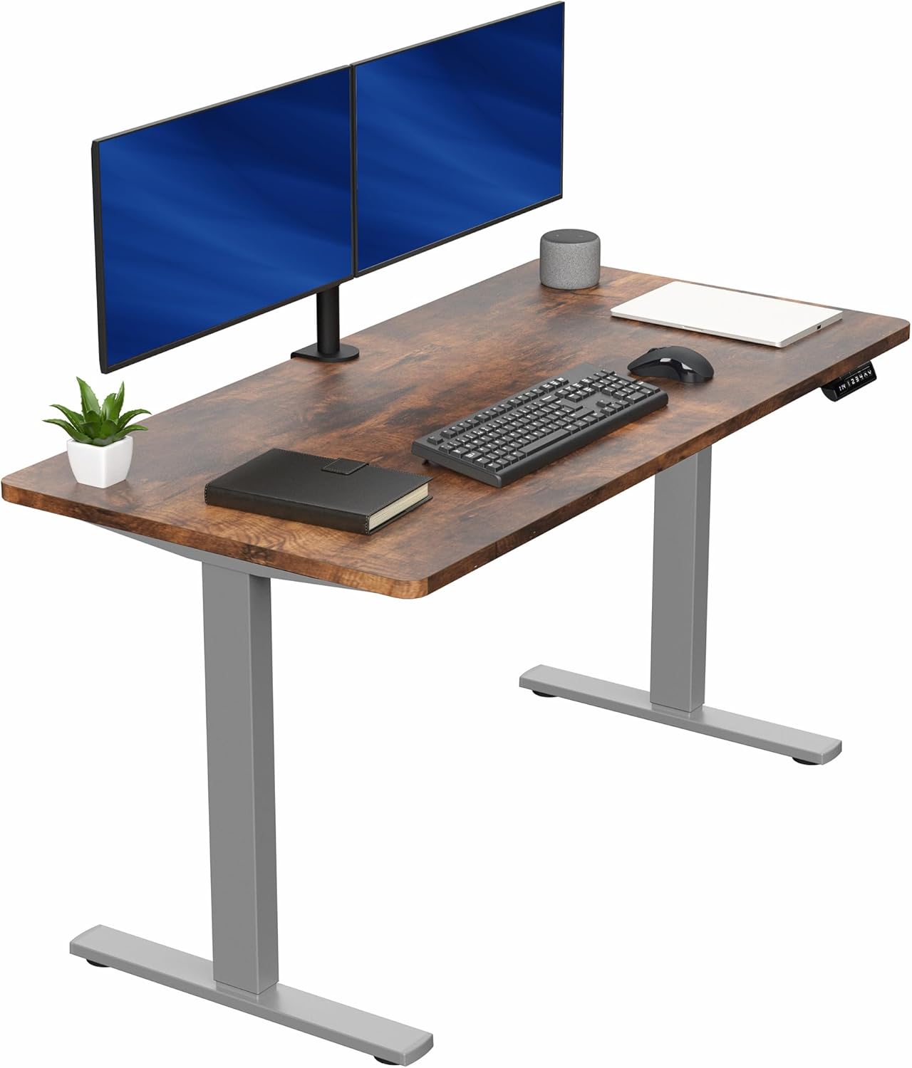 VIVO Electric 60 x 24 in Standing Desk, Memory Height Adjustment, 1B Series, Holds 220 lbs, One-Piece Black Top, Black Frame, DESK-KIT-1B6B