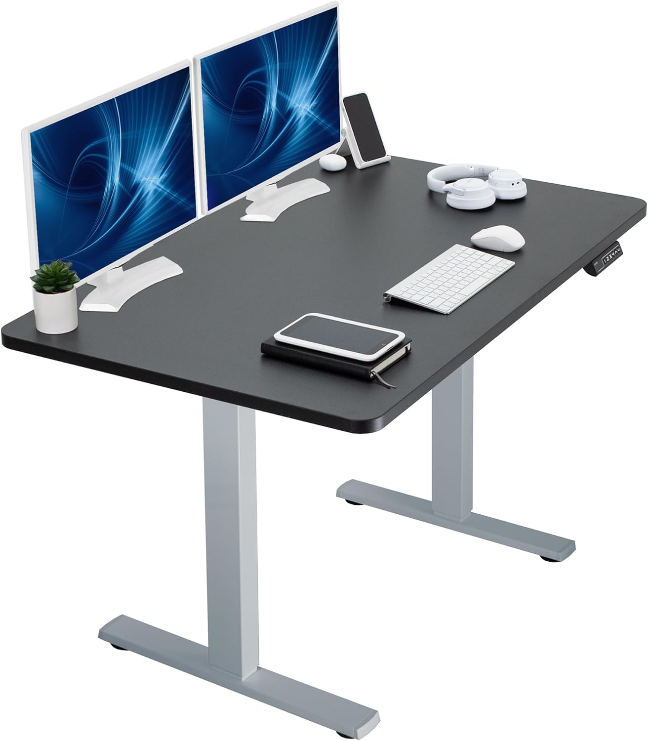 VIVO Electric 60 x 24 in Standing Desk, Memory Height Adjustment, 1B Series, Holds 220 lbs, One-Piece Black Top, Black Frame, DESK-KIT-1B6B