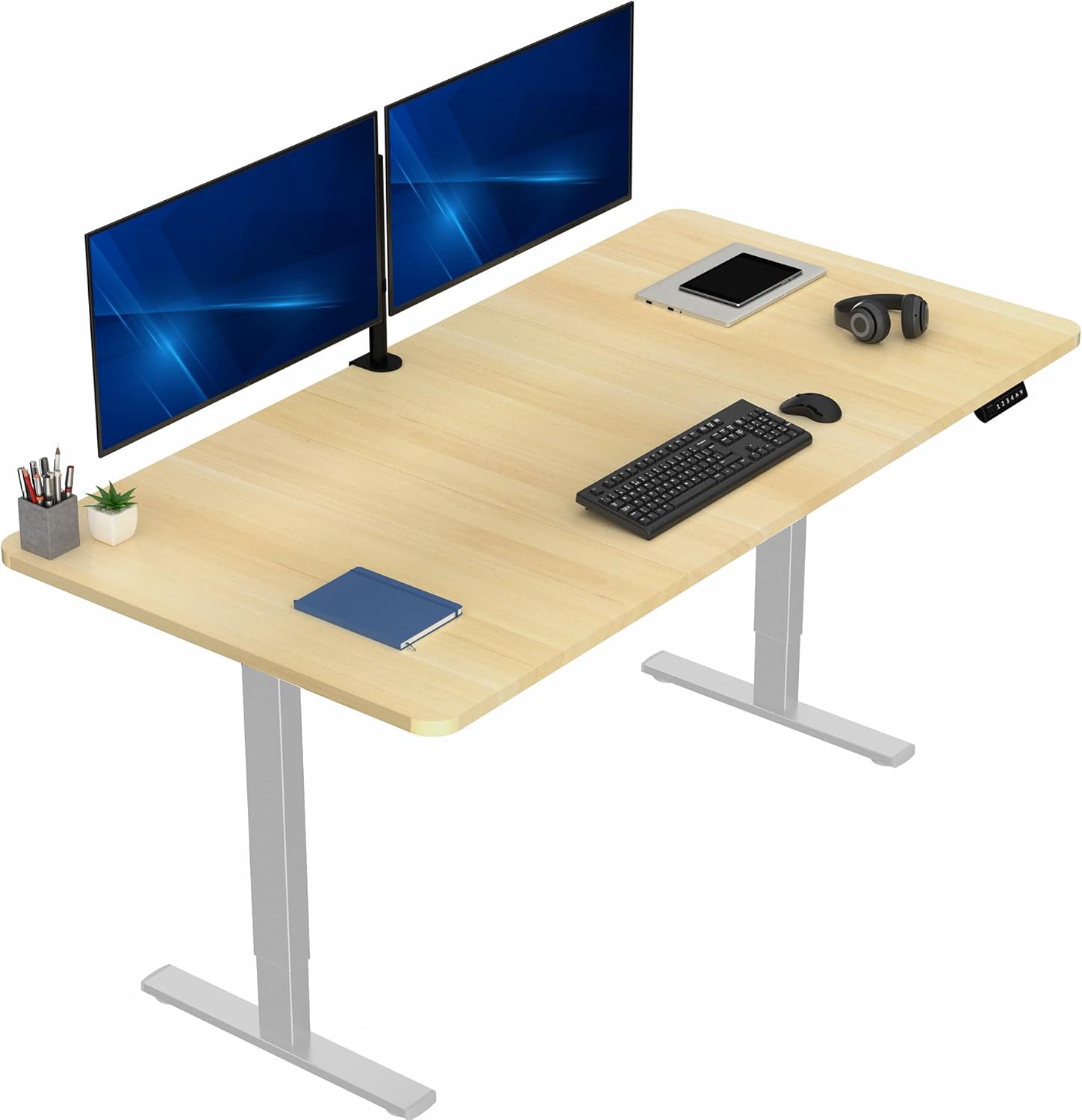 VIVO Electric 60 x 24 in Standing Desk, Memory Height Adjustment, 1B Series, Holds 220 lbs, One-Piece Black Top, Black Frame, DESK-KIT-1B6B